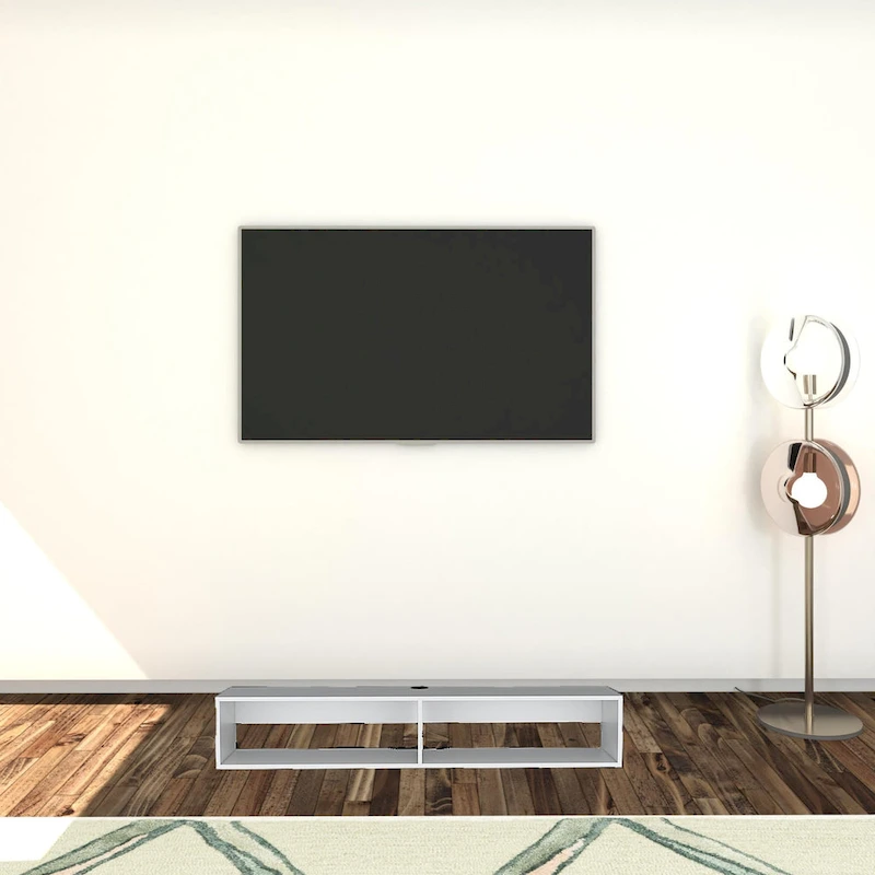 Modern TV Console Wall Mounted 59  Floating Media Stand with Shelves and Cable Management - 10.4H x 59.1W x 12.6D
