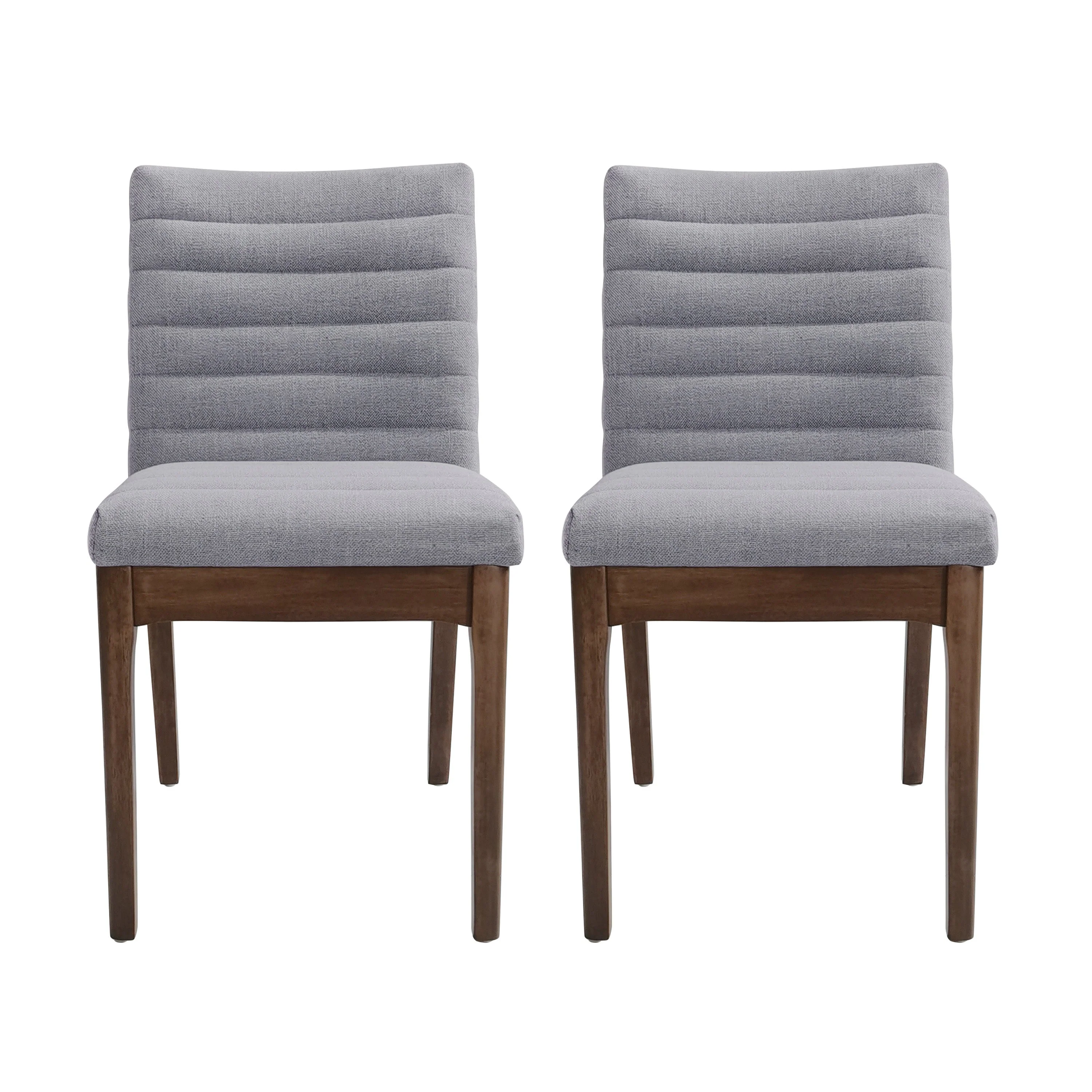Elisson Mid Century Modern Channel Stitch Dining Chairs, Set of 2