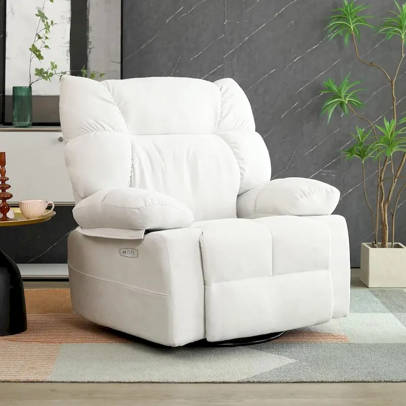 XINMICS Swivel Recliner Chair, Glider Rocking Power Recliner with Massage and Heated