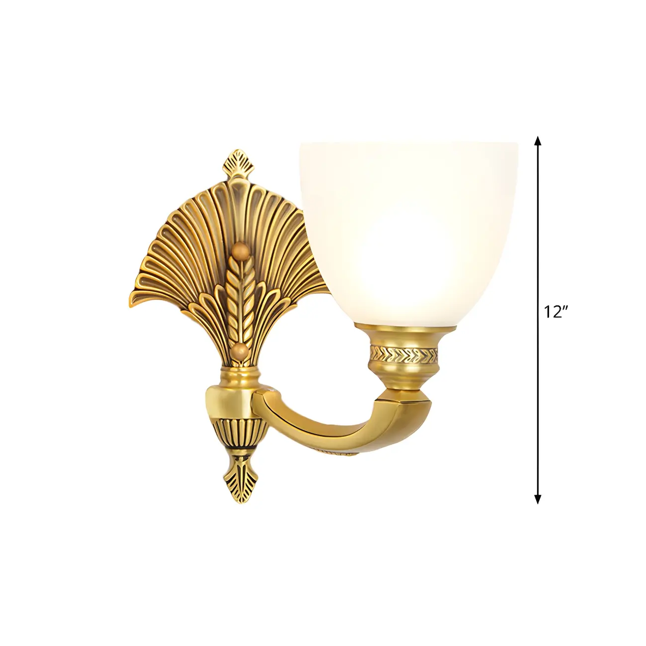 Colonial Bowl Brass Gold Glass Up Wall Light Fixture