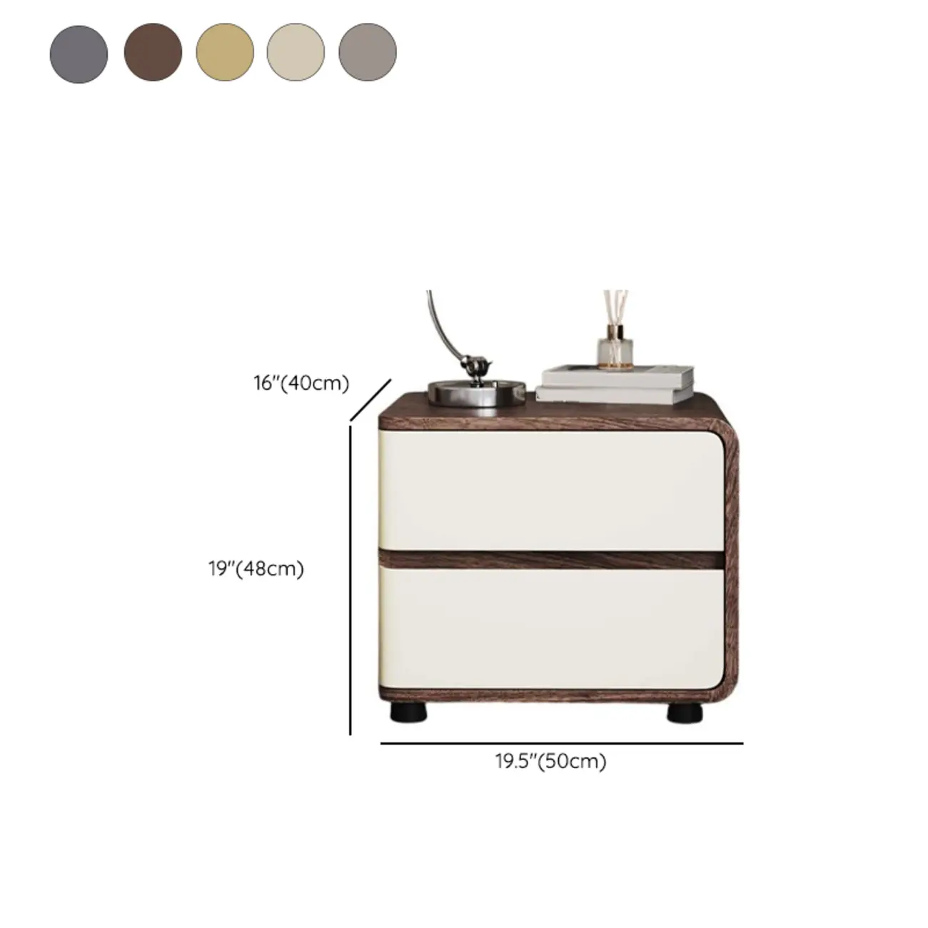 Modern Narrow Wooden Nightstand with 2 Drawers