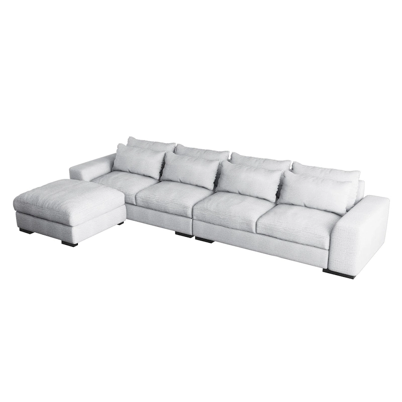 Modern Modular Down Sectional Sofa,Light Grey/Dark Blue