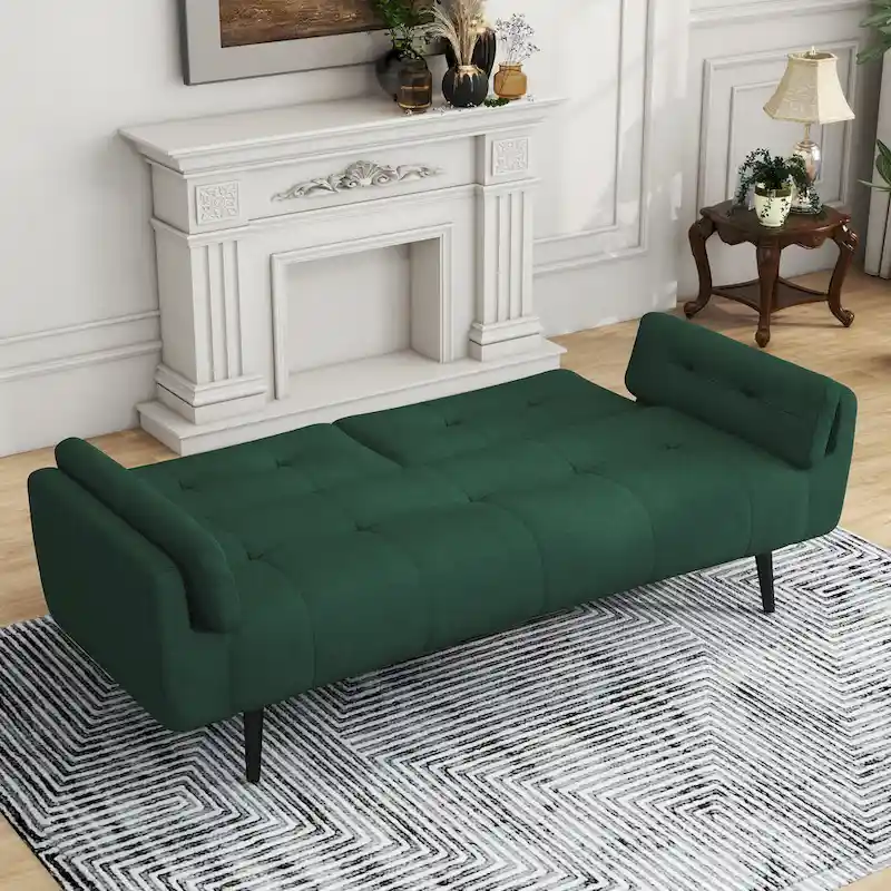 75 Convertible Sleeper Futon Sofa Bed With Adjustable Tufted Back