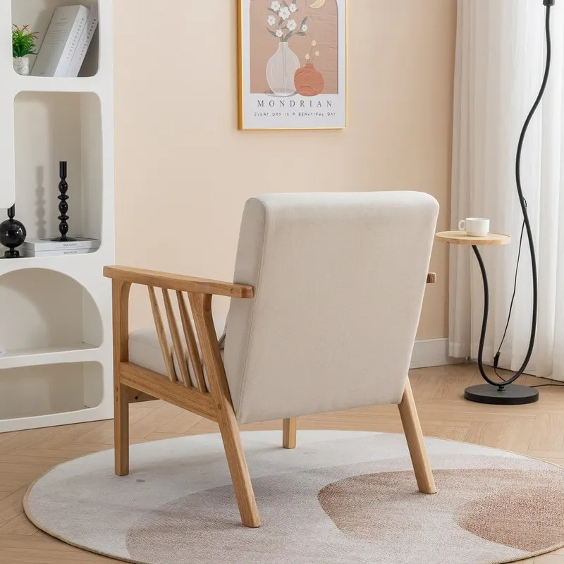 SEYNAR Mid Century Boucle Uplostered Soild Wood Accent Armchair with Pillow