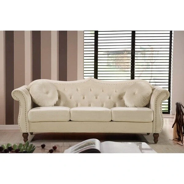 US Pride Furniture Anna Velvet Upholstered Nailhead Sofa