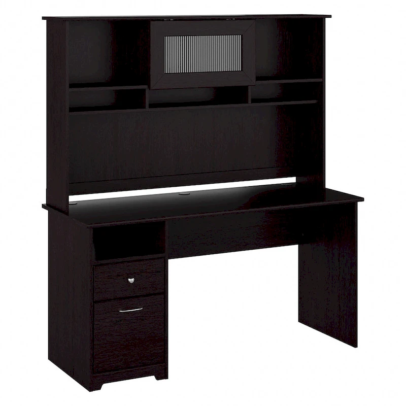 Cabot 60W Computer Desk with Hutch in Espresso Oak by Bush Furniture