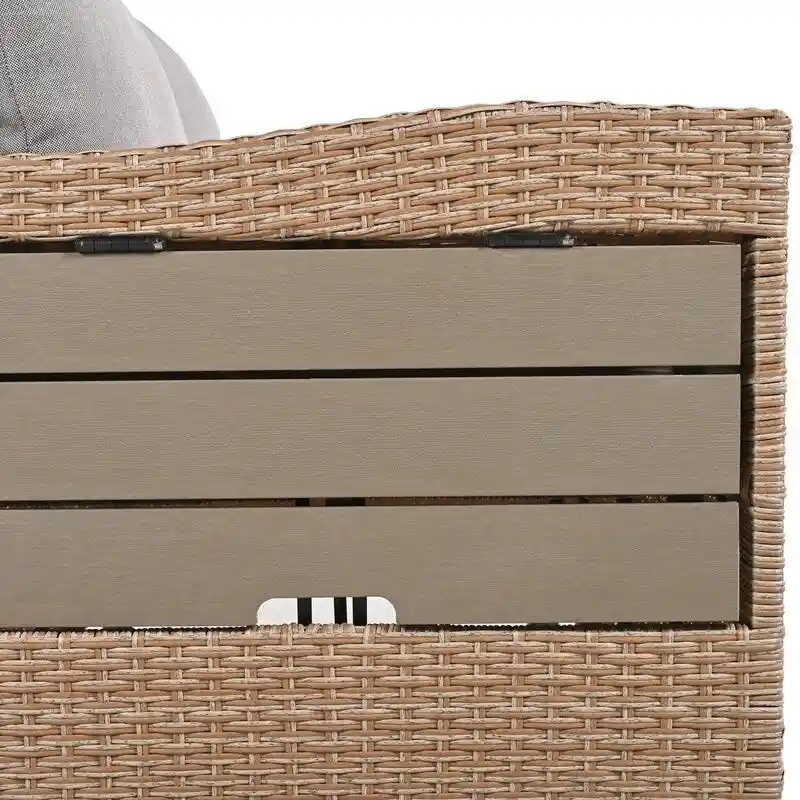 5-Piece L-Shaped Patio Rattan Sofa Set with 2 Extendable Side Tables