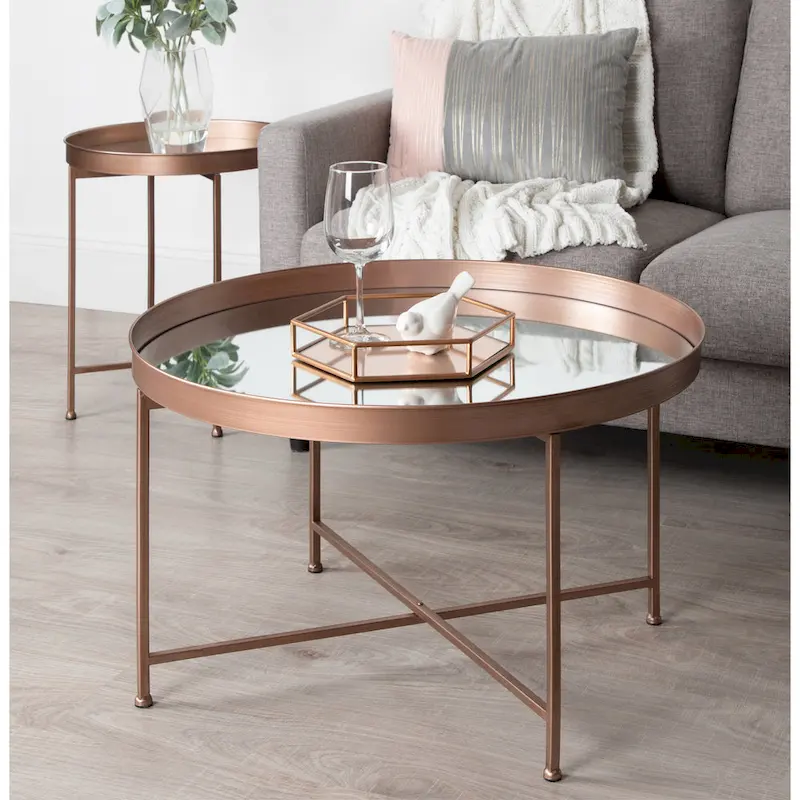 Kate and Laurel Celia Round Metal Coffee Table - 28.25x28.25x19
