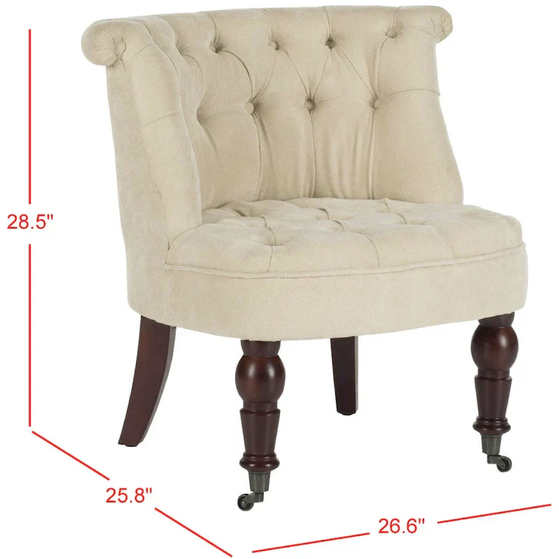 SAFAVIEH Shanell Natural Cream Tufted Chair - 26.4 x 24.2 x 27