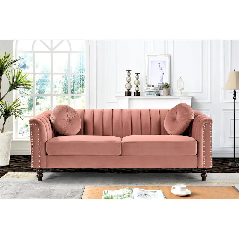 Hills Tufted Back Nailhead 75.2  Sofa