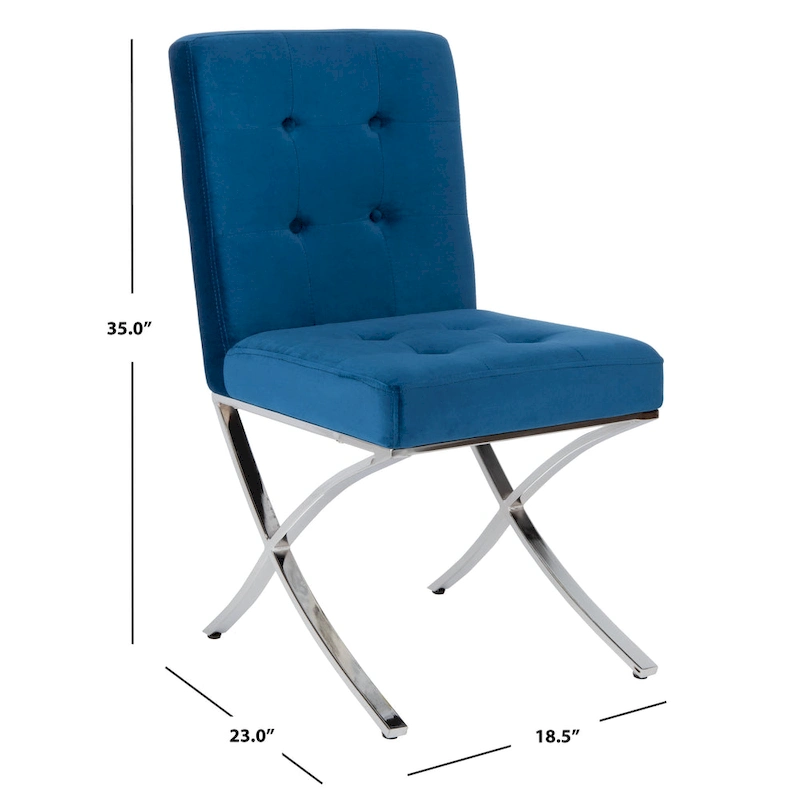 SAFAVIEH Merrilee Glam Black Chrome Tufted Side Chair - 19Wx23Dx35H