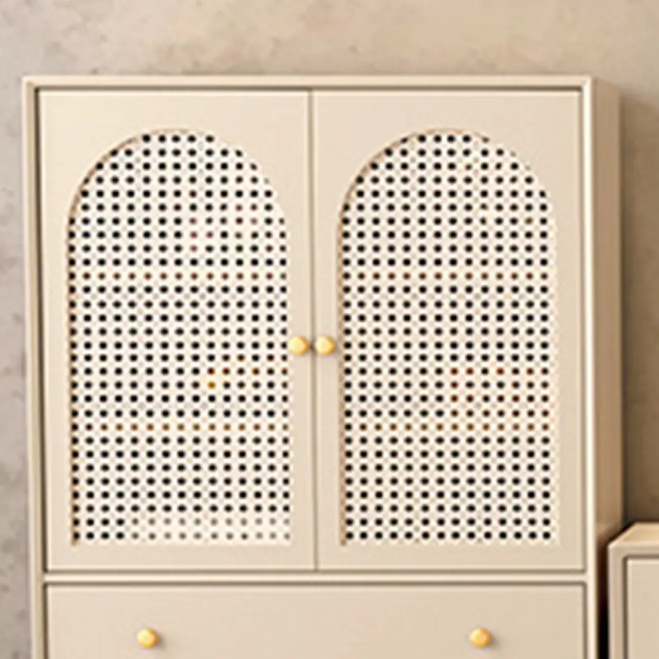 Modern Beige Solid Wood Accent Cabinet with 2 Drawers