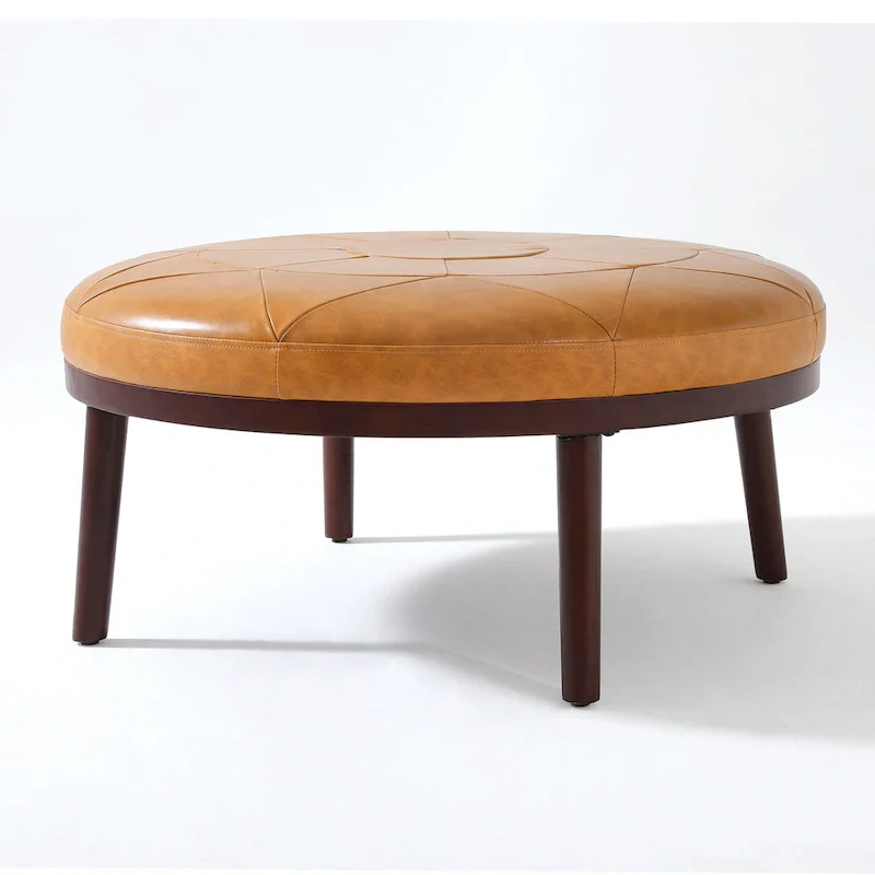 34.5 W Full-Grain Genuine Italian Leather Ottoman Set of 2