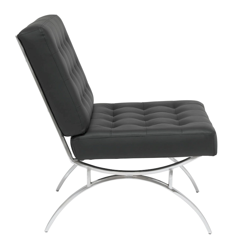 Newel Modern Blended Leather and Chrome Metal Frame Mid Century Accent Chair