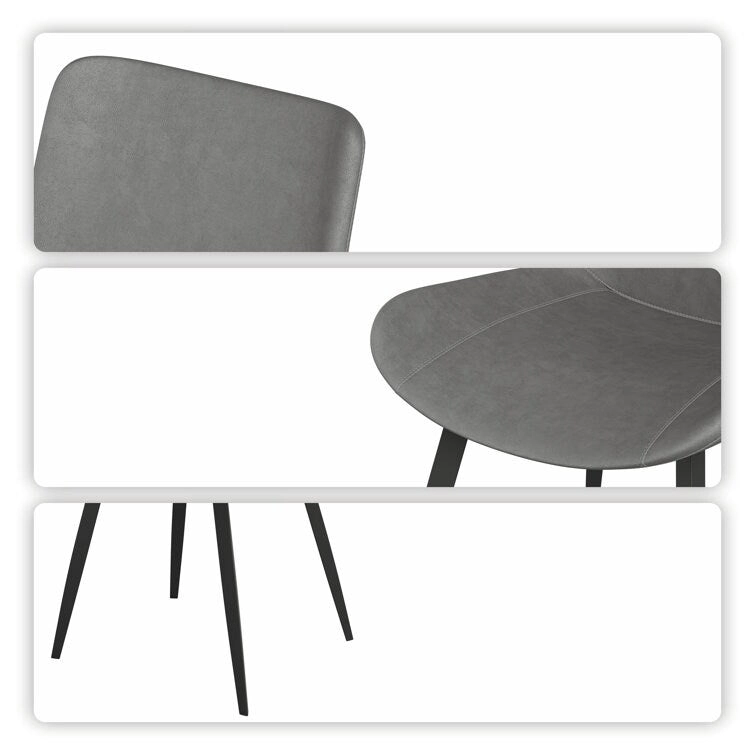 Stateside Suede Leather Covered Dining Chair (Set of 2) - N/A