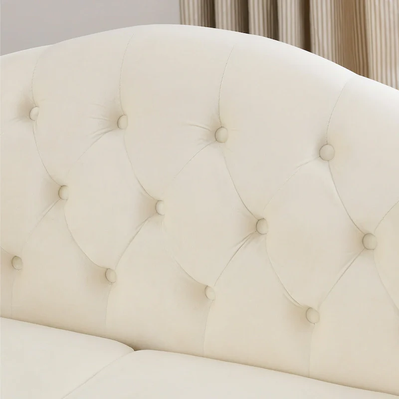 2-Pieces 6-Seat Velvet Chesterfield Sofa Set (Two 3-Seaters) with Tufted Back & Nailhead Trim