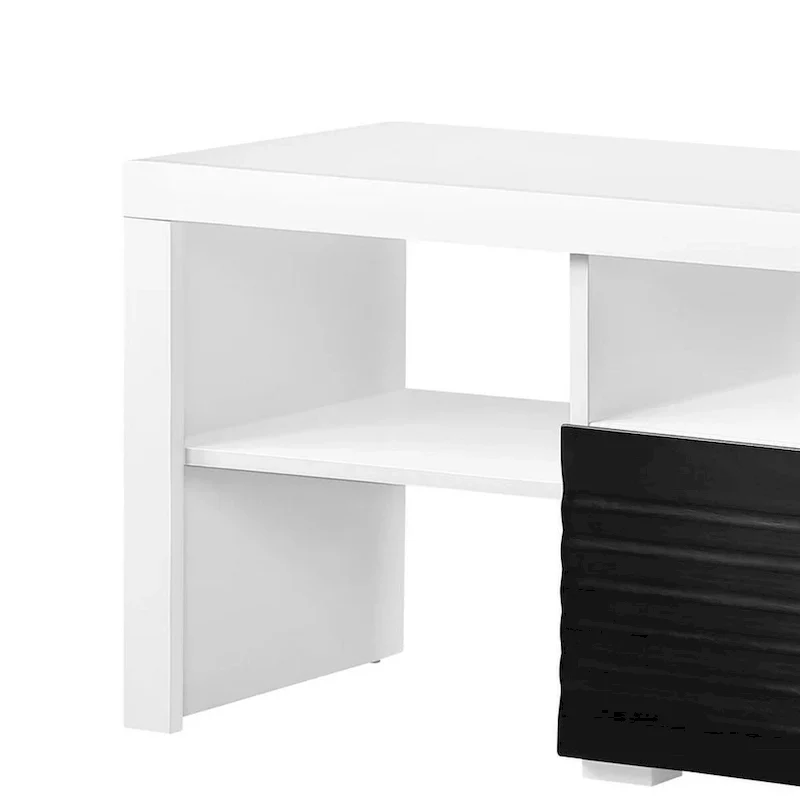 Ida 75 Inch TV Entertainment Center Console, 2 Drawers, High Gloss White