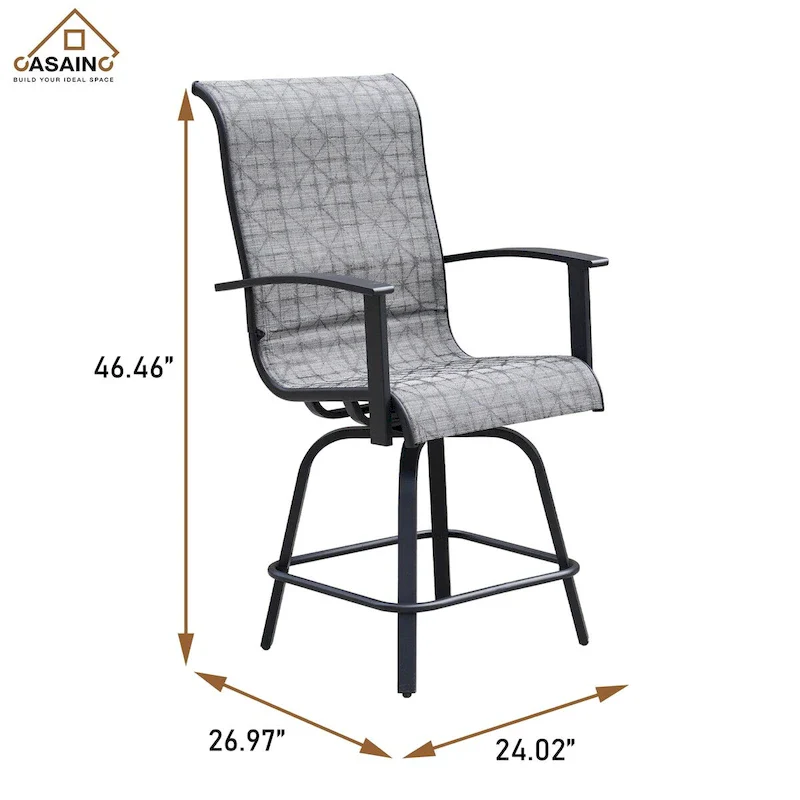Teslin 47 in. Detachable Swivel Bar Stool,Black & Grey Plaid - N/A
