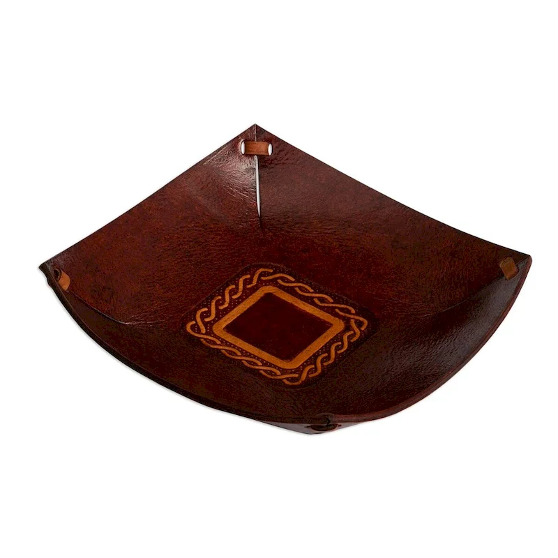 Novica Handmade Celtic Magic Tooled Leather Catchall