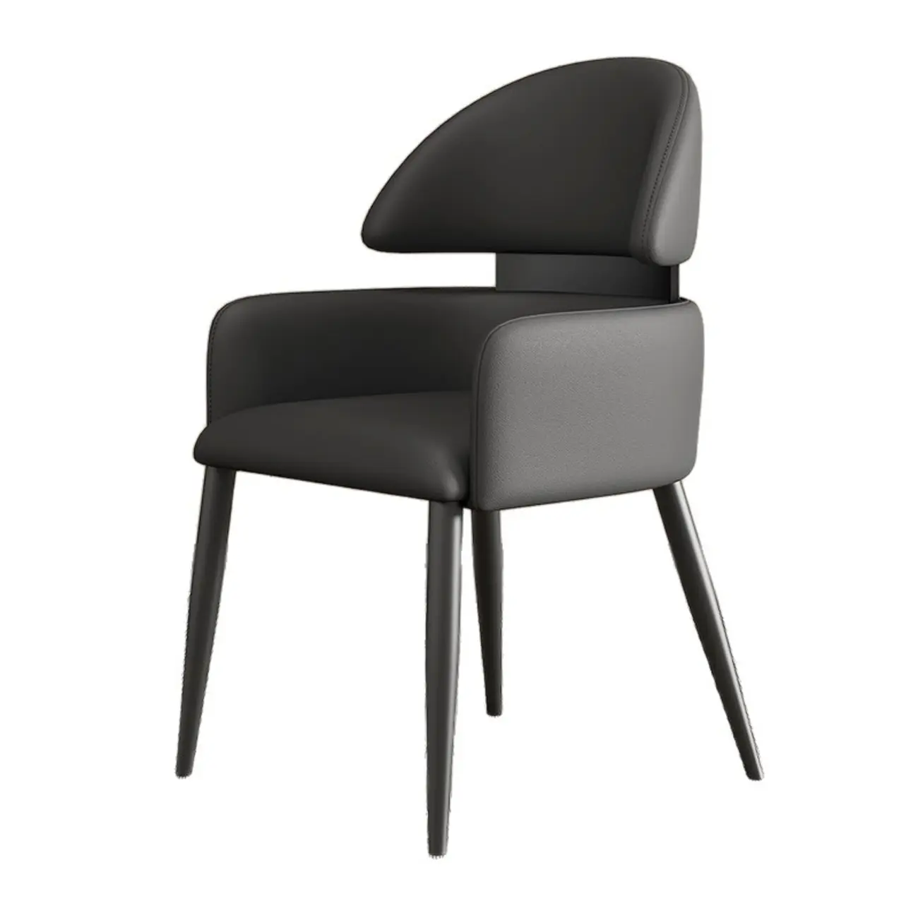 Brown Curved Back Anti-cat Scratch Leather Dining Chairs