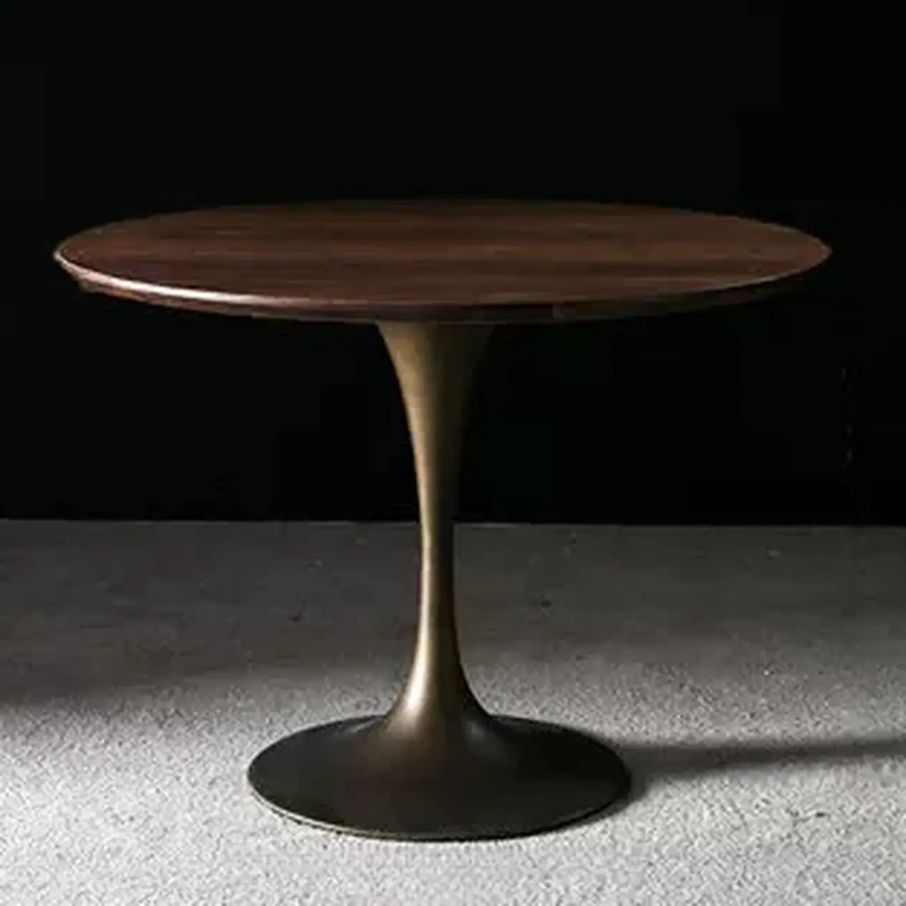Glam Brown Wood Round Dining Table
