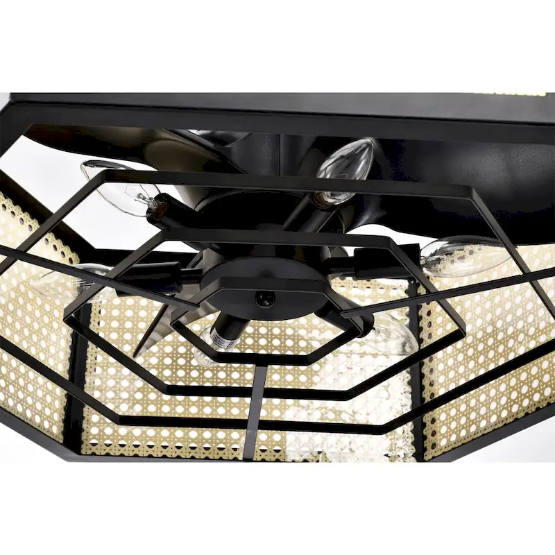 Neira 27 Inch Traditional Rattan Fandelier with Remote