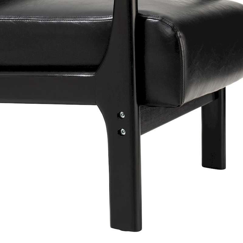 Glitzhome 30.75H Mid-Century Modern PU Leather Armchair Accent Chair with Pillow - 25.75W x 33.75D x 30.75H