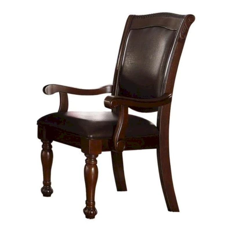 Set of 2 Leatherette Arm Chair in Brown Cherry and Espresso