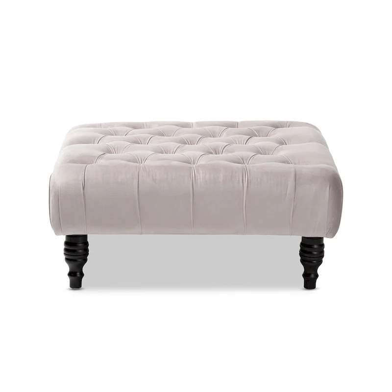 Transitional Velvet Fabric Cocktail Ottoman