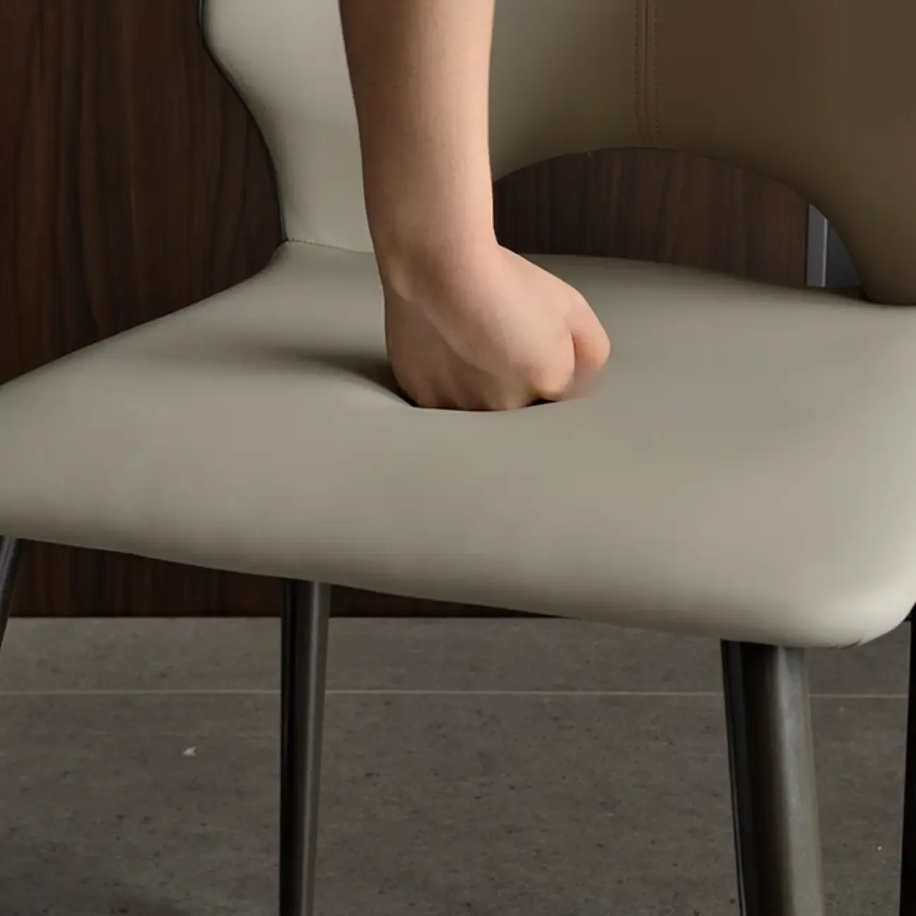 Modern Faux Leather Open Back Armless Dining Chair