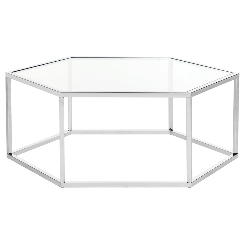 SAFAVIEH Kaycee Glass Chrome Hexagon Coffee Table - 36.2 x 31.5 x 13.8 - 36Wx32Dx14H