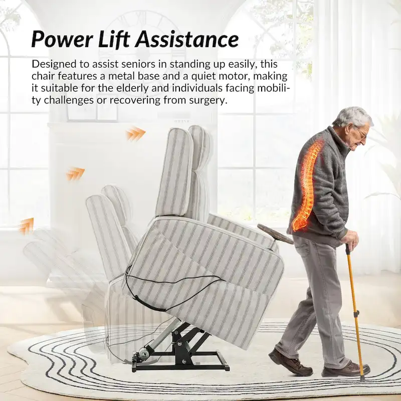 Darrell Modern Lift Assist Massage and Heating Power Recliner with Charing and Soild Wood Tray by HULALA HOME