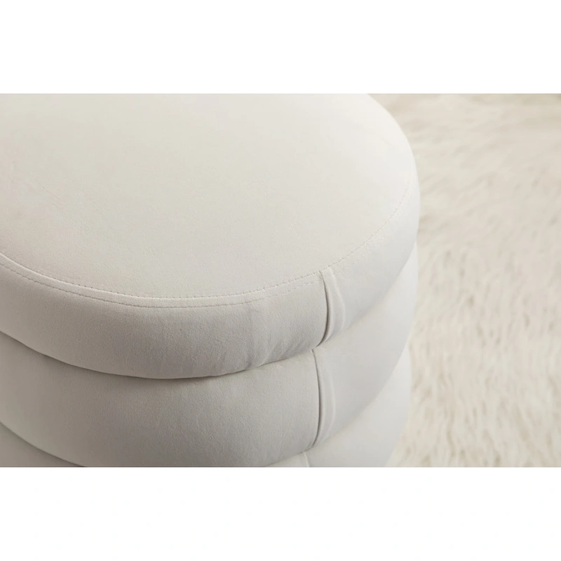 Soft Velvet Round Ottoman Footrest Stool
