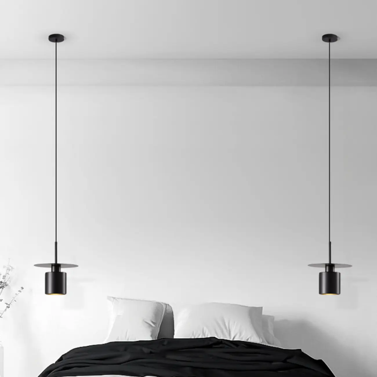 Art Deco Black Metal Geometric Hanging Bedroom Pendant Light