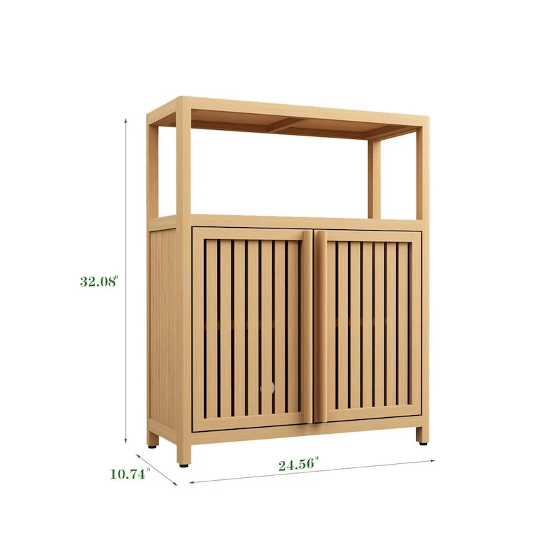 Large Capacity Bamboo Storage Cabinet Furniture With Shelves