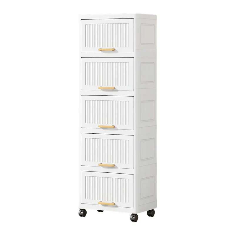 Kitchen Carts, Flip Open Storage Box With Wheels, Movable Storage Cabinet, Kitchen Shelf, Movable Storage Box-White