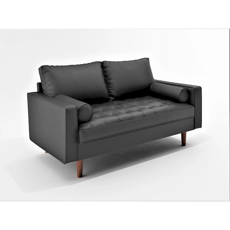 US Pride Lopez Faux Leather Mid-century Modern Loveseat