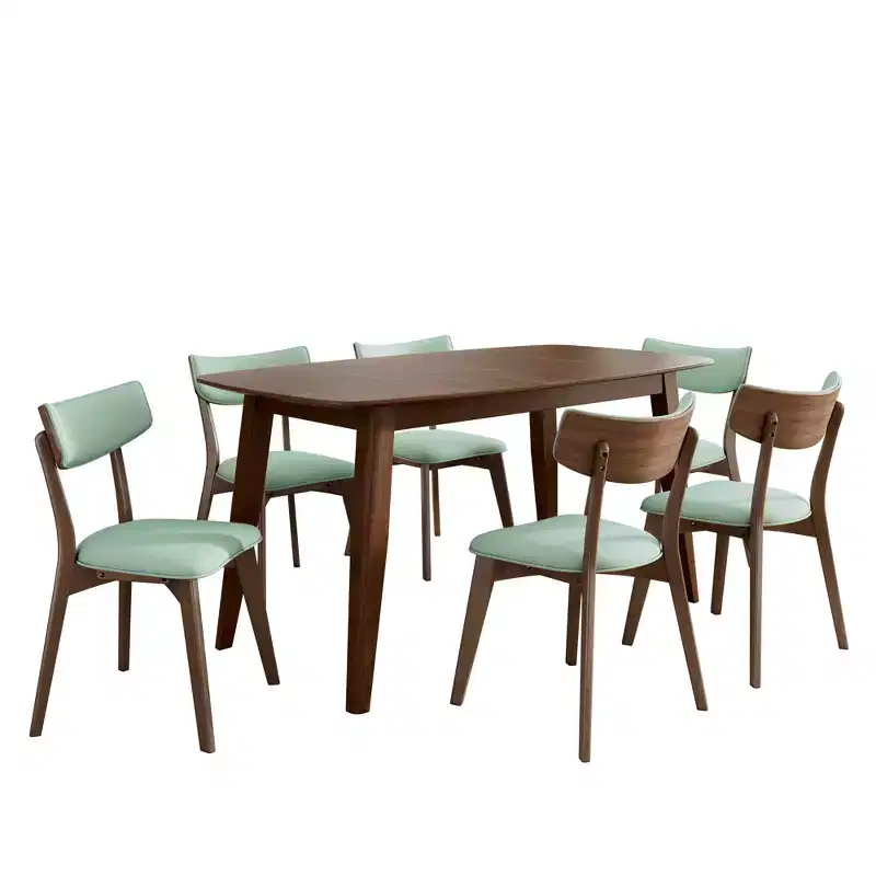 Christopher Knight Home Walton 7 Pieces Mid-Century Modern Rubberwood Upholstered Dining Set