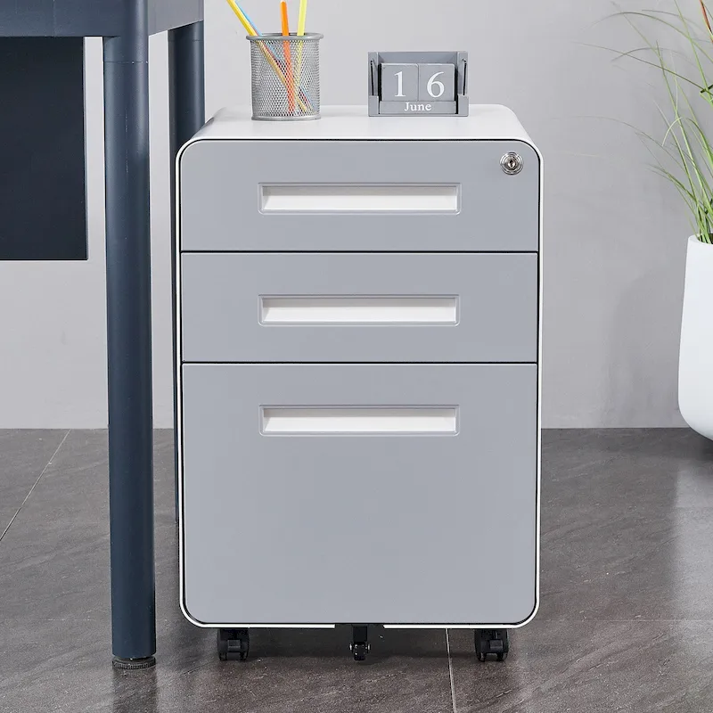3-drawer Steel Filing Cabinets with Lock Mobile Under Desk Fully Assembled Cabinet