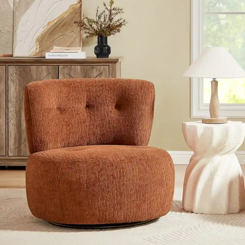Art Leon Flannel Upholstered Swivel Accent Chair