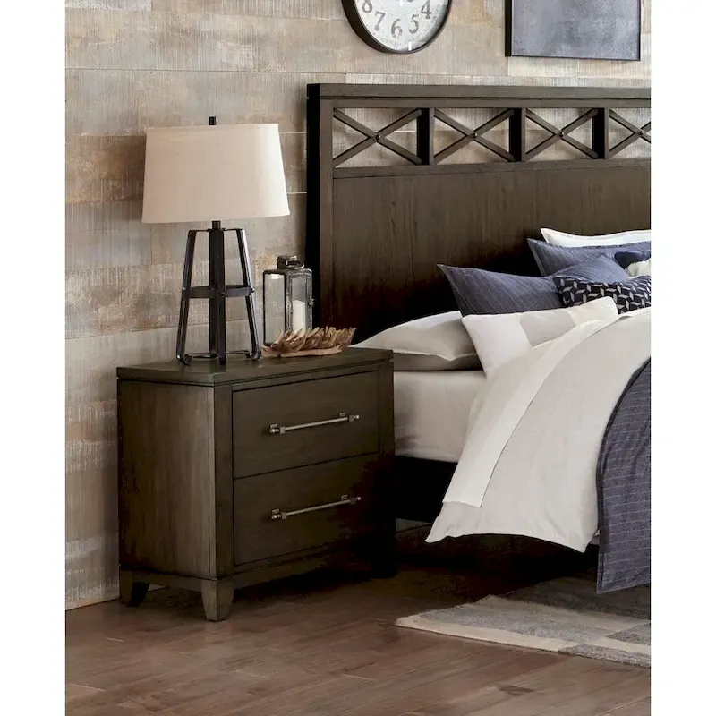 Modern Contemporary Dark Brown 3pc Bedroom Set Bed Nightstand Chest