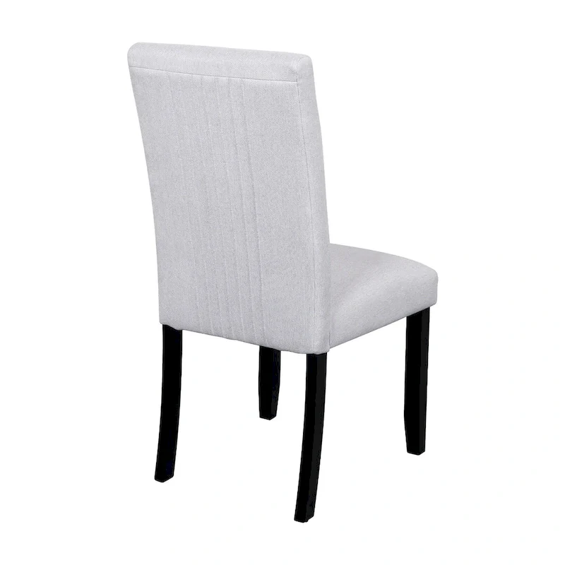 5 Pcs Wood Kitchen Table and Chair Set, 4 People Round Dining Table Set with Faux Marble Top and 4 Upholstered Chairs