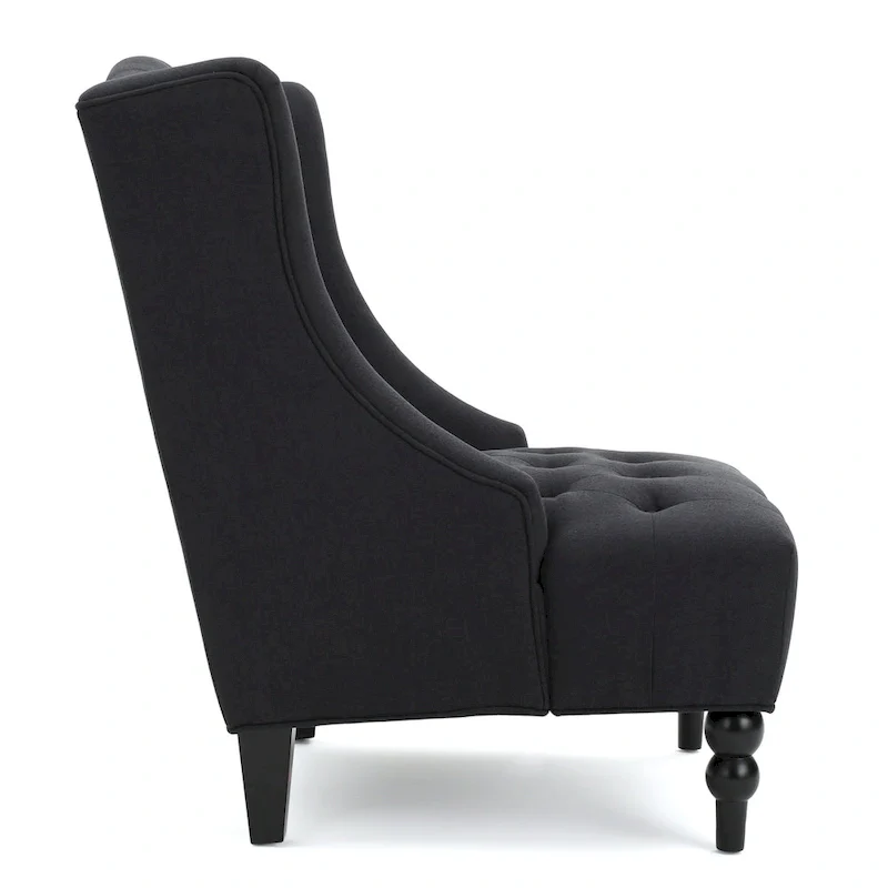 Charcoal 27.5  High Back Upholstered Button Tufted Club Chair