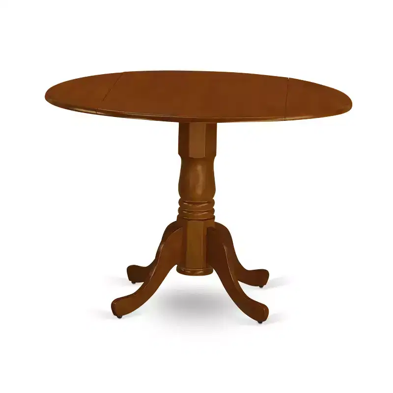 Round Drop-Leaf Dining Table Set with 2 Chairs, Saddle Brown, Seats 2