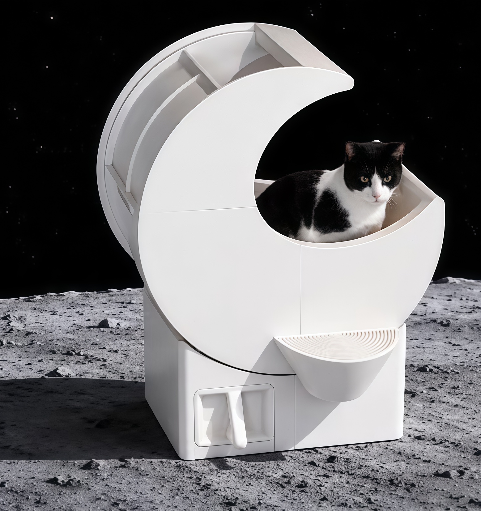 Manual litter box with a cat inside