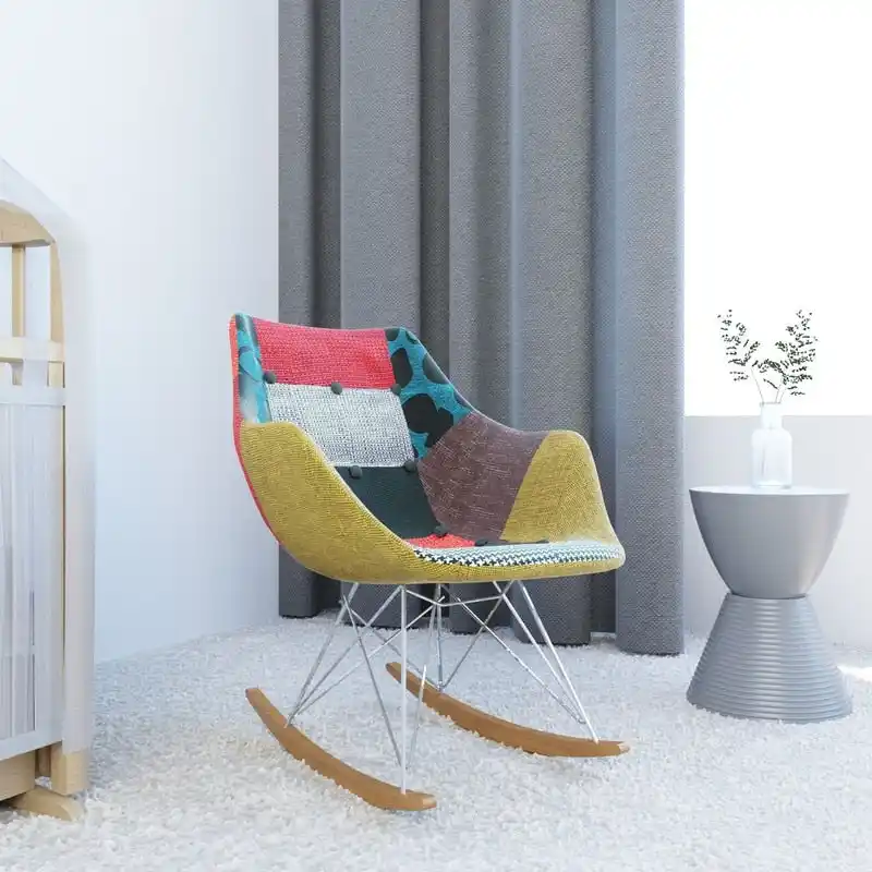 Polyester Upholstered Rocking Nursing Chair - Modern Accent Armchair for Home, Living Room, Bedroom