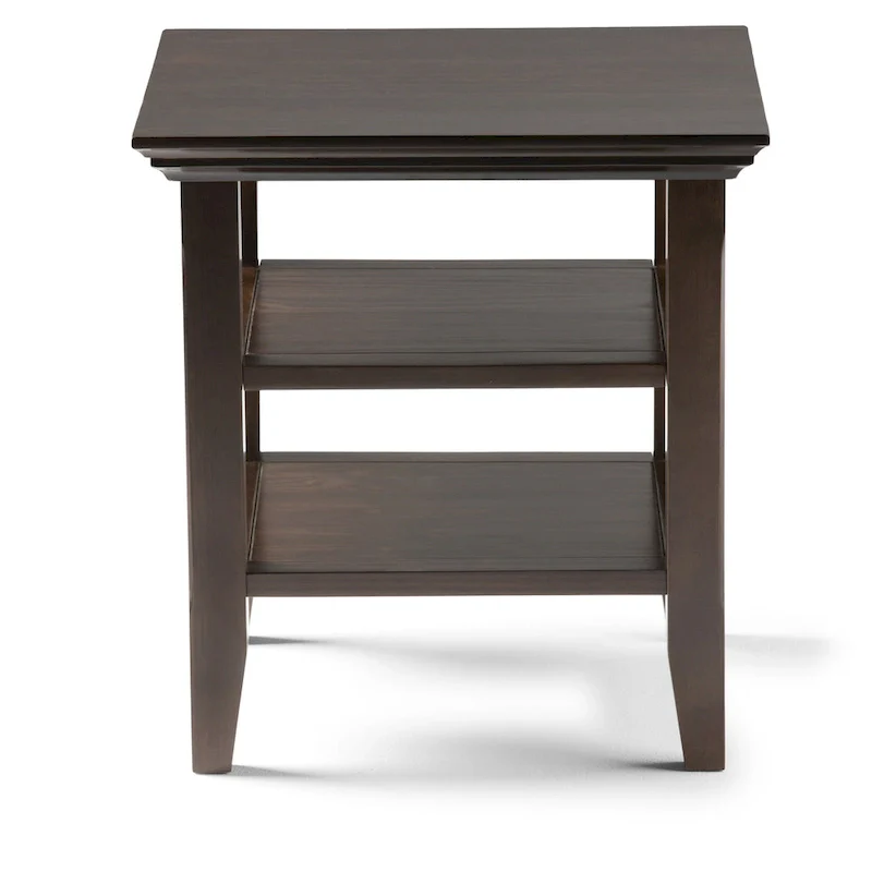 Square End Table with Open Shelves - 19 Inch Wide