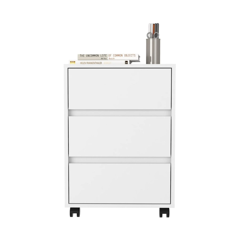 Three Drawers Bang, Filing Cabinet, Roller Blade Glide, White Finish,High quality and durable