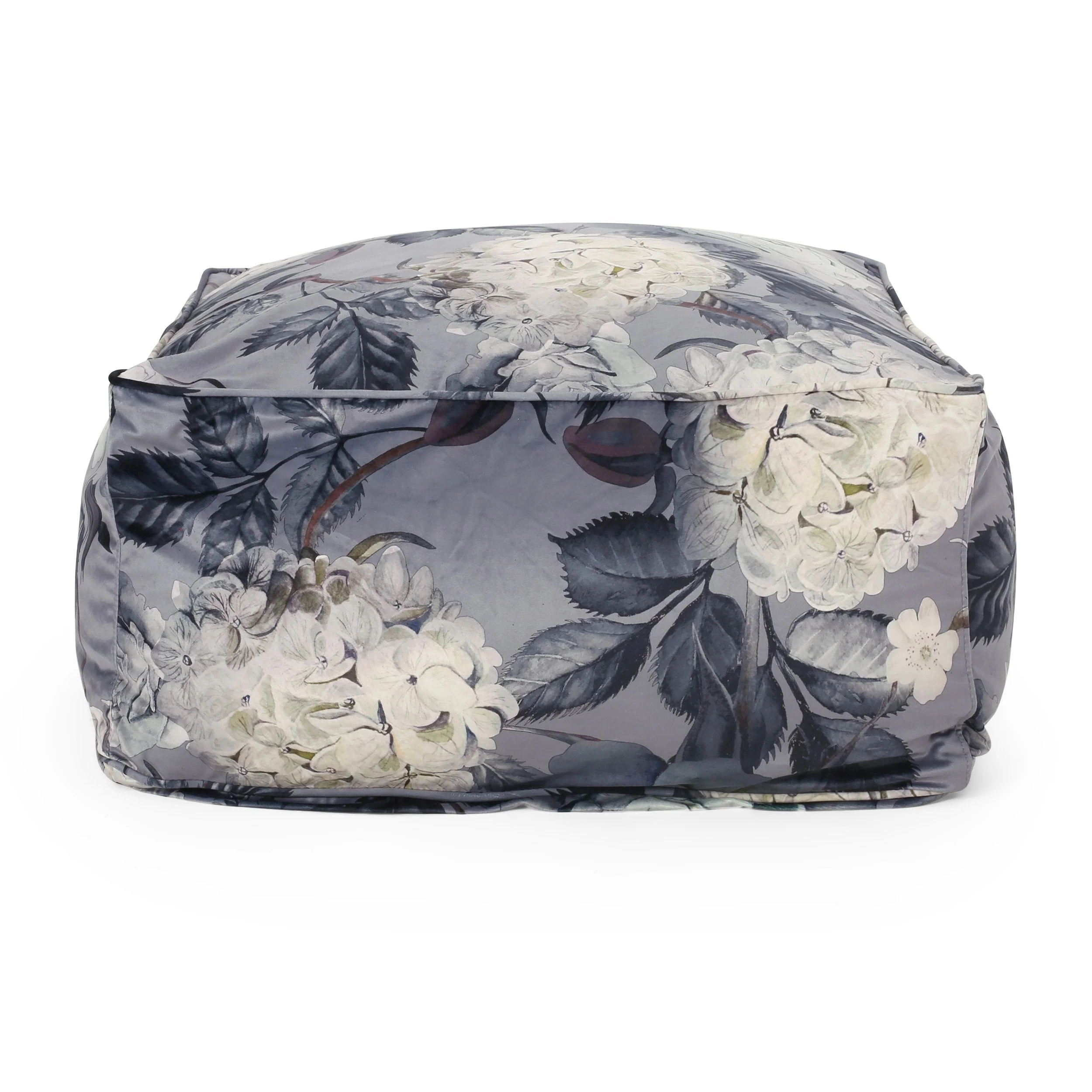 Traditional Fabric Flower Print Pouf - NH105413