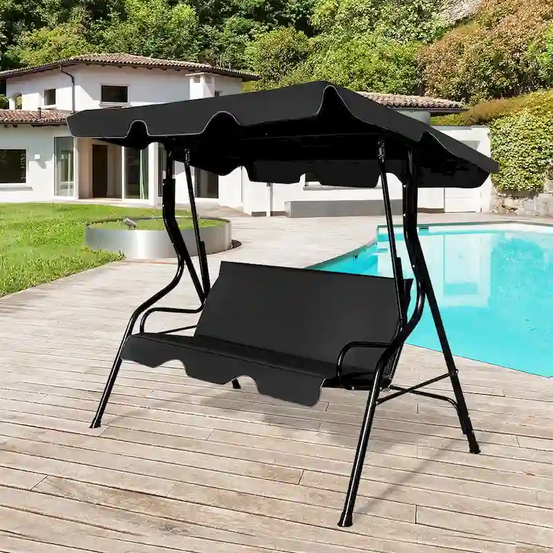 3-Person Patio Outdoor Yard Swing with Canopy